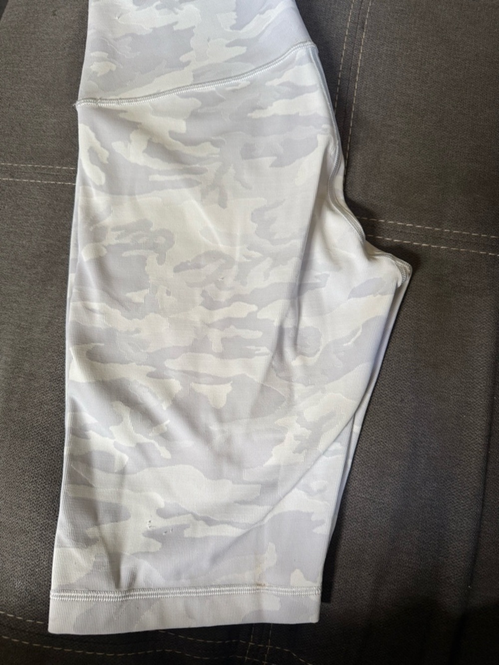 lululemon athletica White & Light Gray Camo Bike Shorts